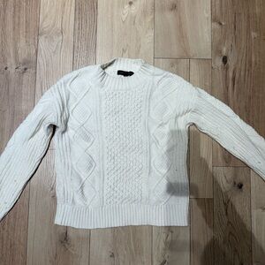 Banana Republic Cream Crewneck Sweater with Textured Knit
